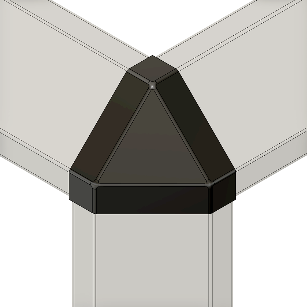 60-280-1 MODULAR SOLUTIONS PART<br>END CAP FOR 3-WAY BODY CONNECTION, ANGULAR, BLACK, USED WITH 40-010-1